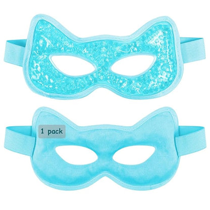 Cooling & Heating Eye Mask - Hot/Cold Use for Puffy Eyes, Headaches, Migraines, Sinus & Dark Circles (2 packs blue)