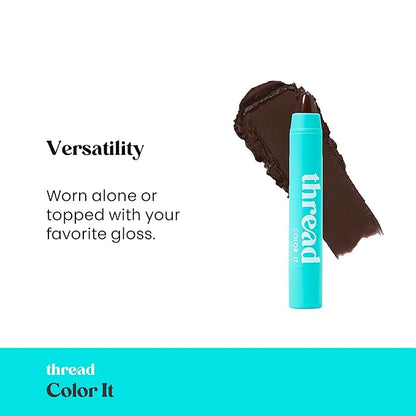 Thread Beauty Color It Vegan Lipstick, Moisturizing Lip Color with a Satin Matte Finish, Lovely – Burgundy Brown