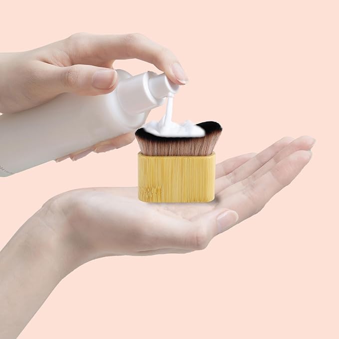 2pcs Self Tanner Brush, Sunscreen Tanning Brush for Self Tan Flat & Curved Head Brush for Body Instant Makeup Buffing Brush, Foundation Brush Applicator for Blending Liquid Foundation Body Face