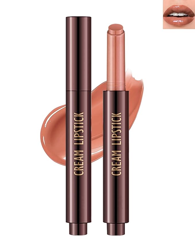 Jelly Lipstick Lip Stain, Tinted Lip Balm Nude Click Lip Gloss Pen, Lightweight Melting Solid Lip Gloss, Waterproof Long Lasting Moisturizing Lip Tint,High-Shine Vivid Color Glossy Lip Glaze Makeup-01