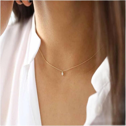 Boho Tiny Crystal Choker Gold Clear Quartz Pendant