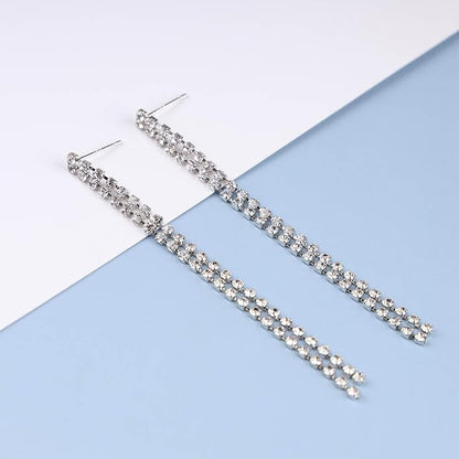 Vintage Rhinestone Chandelier Drop Earrings Long