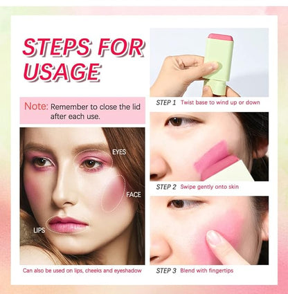 Multi-Use Makeup Blush Stick, Beauty Tinted Solid Blush