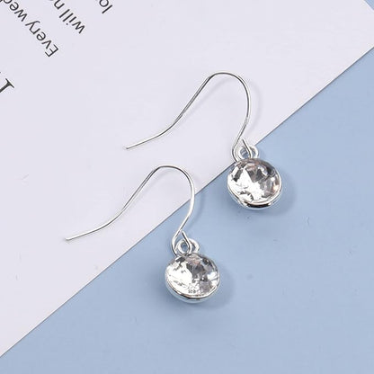 Crystal Dangle Drop Earrings Silver Dangle