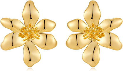 CLASSYZINT Gold/White/Red/Black Flower Stud Earrings