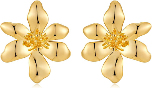 CLASSYZINT Gold/White/Red/Black Flower Stud Earrings