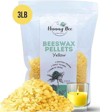 HUNNYBEE Beeswax Pellets 3LB, 100% Pure lbs)
