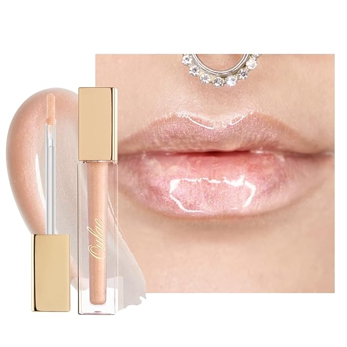 Oulac Light Nude Lip Gloss High-shine Moisturizing Lip Gloss Oil Liquid Lipstick Non-stick Cup Glitter Lipstick Lip Tint Reduce Fine Lines Lip Glaze For Dry Lip C01