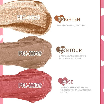 Makeup Sticks Set, Matte Cream Blush Stick for & Contour)