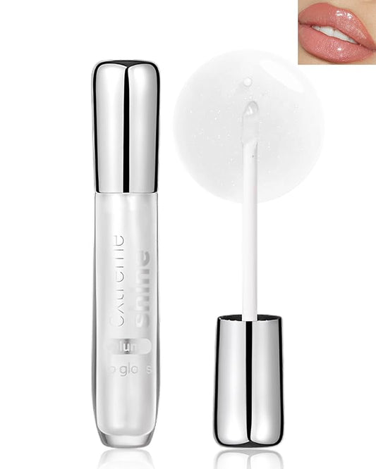 Clear Glitter Lip Gloss Lip Plumper, Hydrating Lip Glow Oil Plumping Lip Oil Gloss, Long Lasting Moisturizing Tinted Jelly Lip Gloss,Shimmer High Shine Lipgloss Lip Glaze for Women Girls-01