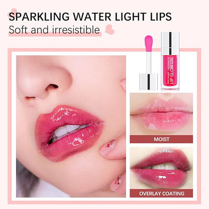 Hydrating Lip Glow Oil Long Lasting Plumping Lip Gloss Clear Lip Gloss Moisturizing Lip Oil Repairing Lip Lines and Prevents Dry Cracked for Lip Care and Dry Lips CHERRY