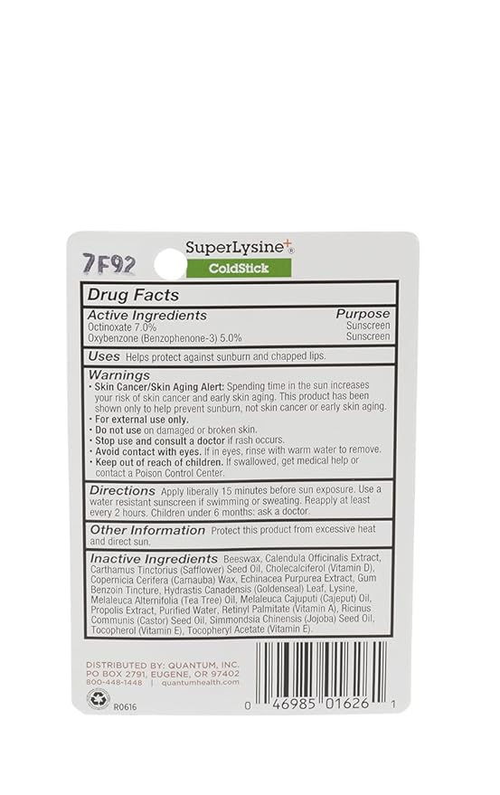 Quantum Health SuperLysine+ ColdStick Lip Sunscreen|Soothes