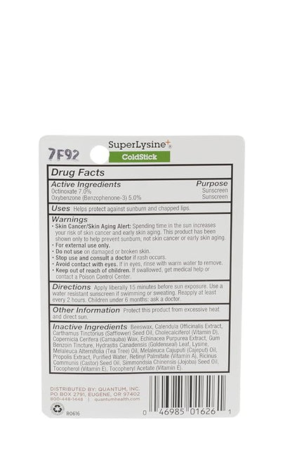 Quantum Health SuperLysine+ ColdStick Lip Sunscreen|Soothes