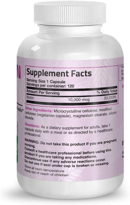 Bronson Hair, Skin & Nails with Biotin Extra Strength Vitamin Supplement for Women + Ultra Biotin 10,000 Mcg
