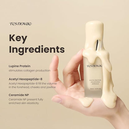 Phyto Protein Volumizing Serum – 15ml (0.5 fl oz) Facial Treatment with Botanical Extracts and Peptides – Skin Firming, Radiance Boost, Hydrating, Plumping, Tone Enhancing