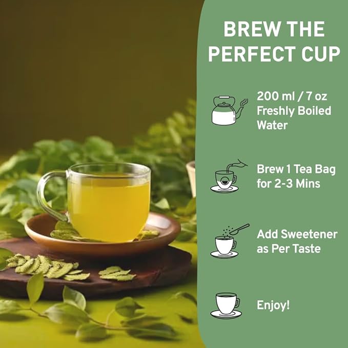 HANDPICK, Organic Moringa Tea Bags (100 Count) Non-GMO, Caffeine Free, Pure Moringa Leaves | Sweet and Light Herbal Tea Bags, Round Eco-conscious Teabags