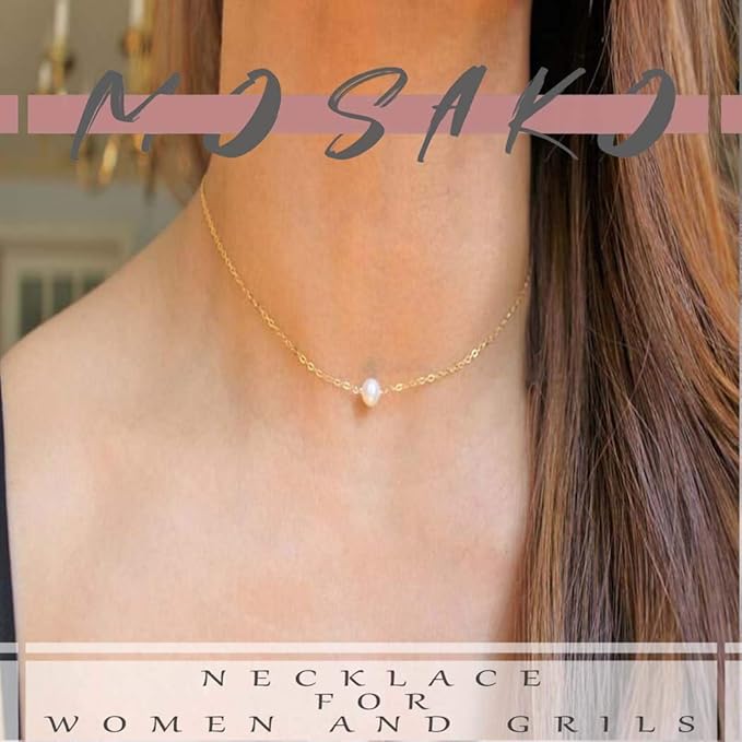 Single Pearl Pendant Necklace Chain Gold Necklace Short