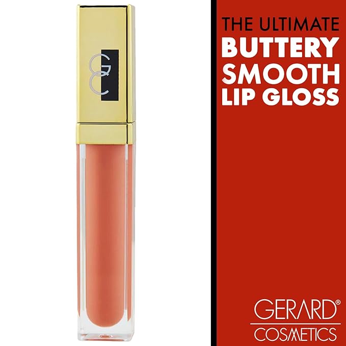Gerard Cosmetics x Lyrica Anderson Light 'Em Up Lip Gloss - Navel | Super Pigmented Peach Lip Gloss | Moisturizing Lip Gloss with Mirror and LED Light | Cruelty Free & Made in USA