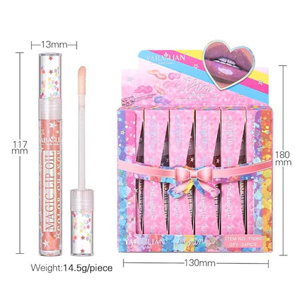 Mirror Water Lip Gloss Moisturizing Waterproof Lip Tint Smooth Long-Lasting Wear Non-Stick Cup Not Fade Beauty Lip Oil Lip Glaze Liquid Shine Glossy for Nourished, Fuller-Looking (05# Purple)