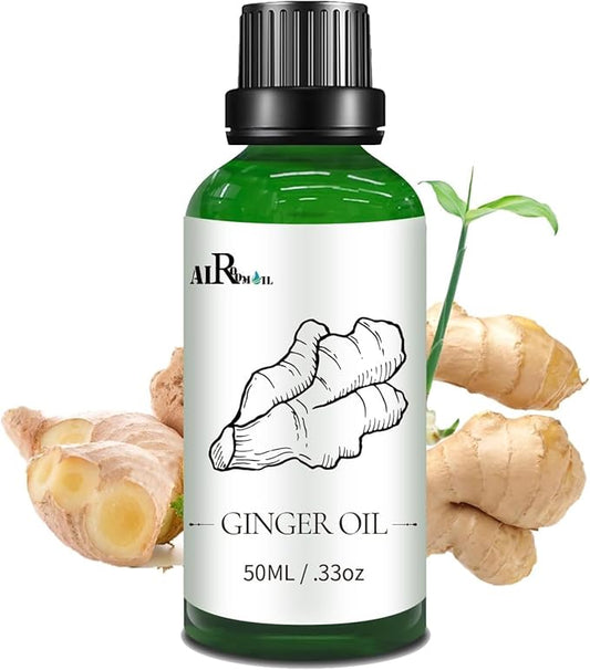Ginger Essential Oil,Ginger Oil Pure Ginger Massage Oil Ginger Root Oil for Diffuser, Skin, Hair, Massage, Hair, Lymphatic Drainage- 50ml
