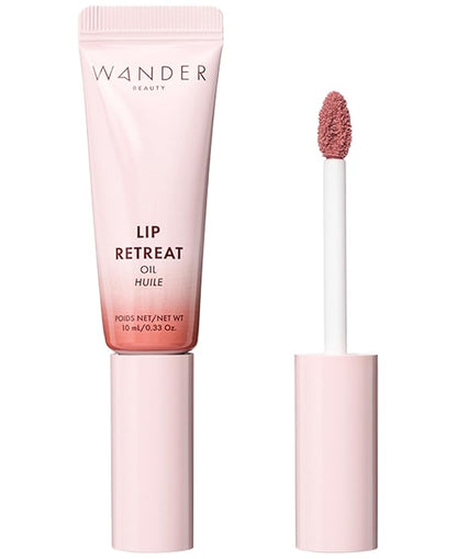 Wander Beauty Lip Retreat Oil - Skinny Dip (Nude) - 4 in 1 Tinted Lip Oil + Moisturizing Lip Gloss With Avocado, Vitamin E & Rosehip - Hydrating Luxurious Lip Care for Dry Lips - 0.33 fl oz