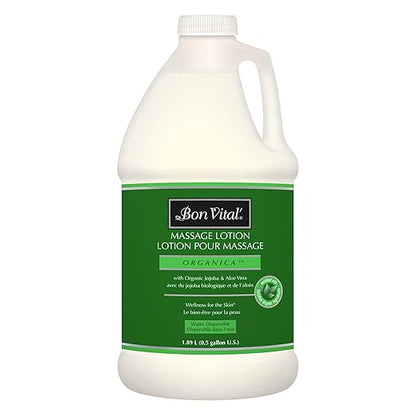 Bon Vital' Organica Massage Lotion with Certified Organic Ingredients for an Earth-Friendly Massage, Natural Moisturizer Lotion for Soothing Back & Neck Massages, 1/2 Gal, Label may Vary