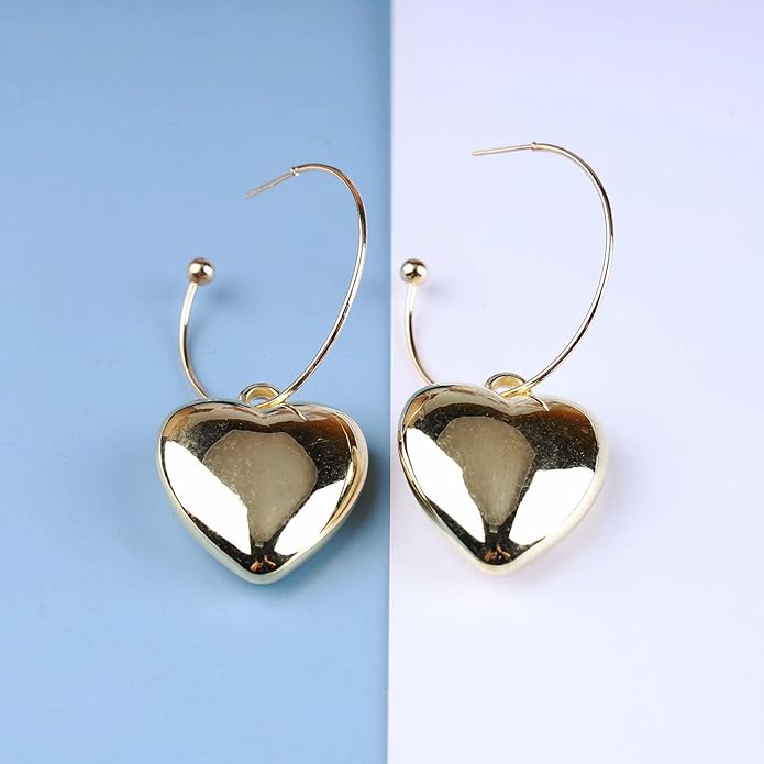 Boho Large Heart Drop Earrings Vintage