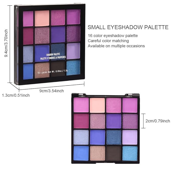 16 Colors Blue Pink Champange Matte Shimmer Eyeshadow