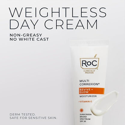 RoC Multi Correxion Revive + Glow Vitamin C Broad Spectrum SPF 30 Moisturizer (1.7 oz) with Retinol Eye Cream Packette