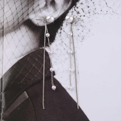 Vintage Pearl Dangle Earrings Long Pearl