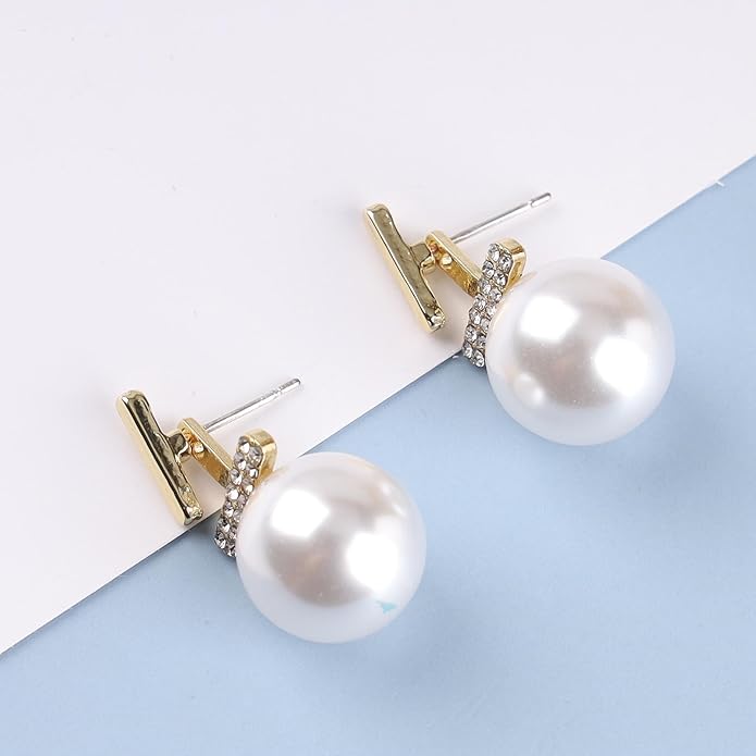 Vintage Crystal Pearl Drop Earrings Pearl