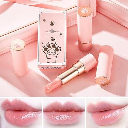 2PCS Thermochromic Lip Balm,Cat Paw Shaped Female
