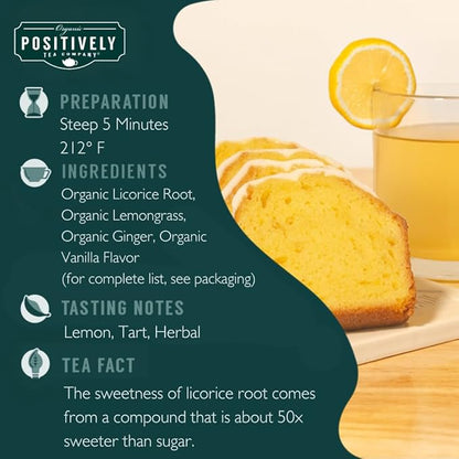 Organic Positively Tea Company, Lemon Pound Cake, Herbal Tea Bags, 20 Count