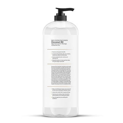 Majestic Pure Fractionated Coconut Oil - Relaxing Massage Oil, Liquid Carrier Oil for Diluting Essential Oils - Skin, Lip, Body & Hair Oil Moisturizer & Softener - 16 fl oz