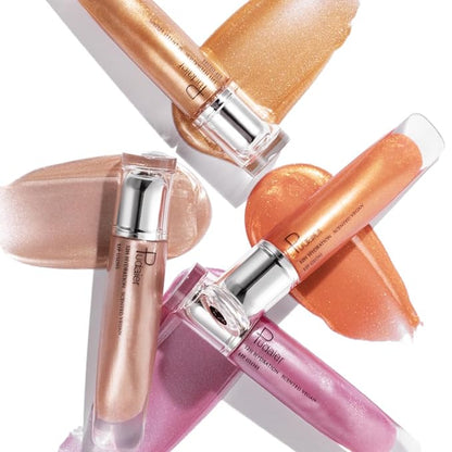 AKARY Shimmery Glitter Lip Gloss, Tinted Hydrating Waterproof Long Lasting Liquid Lipstick for Lip Plumper Makeup with Jojoba Seed OilRosa, Sparkle Lipstick Moisturizing High Shine Lip Glow Stain, 08