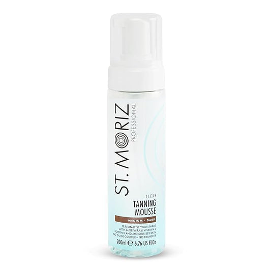 St Moriz Professional Clear Tanning Mousse with Aloe Vera & Vitamin E, Fast Drying Vegan Fake Tan, Medium to Dark (200ml)