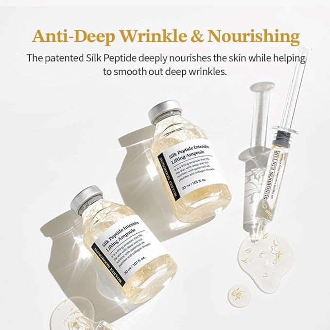SUNGBOON EDITOR Silk Peptide Intensive Lifting Ampoule | Instant Fine Lines Smoothing & Skin Tightening & Firming Facial Ampoule Serum | Korean Skincare | 1.01 fl.oz.
