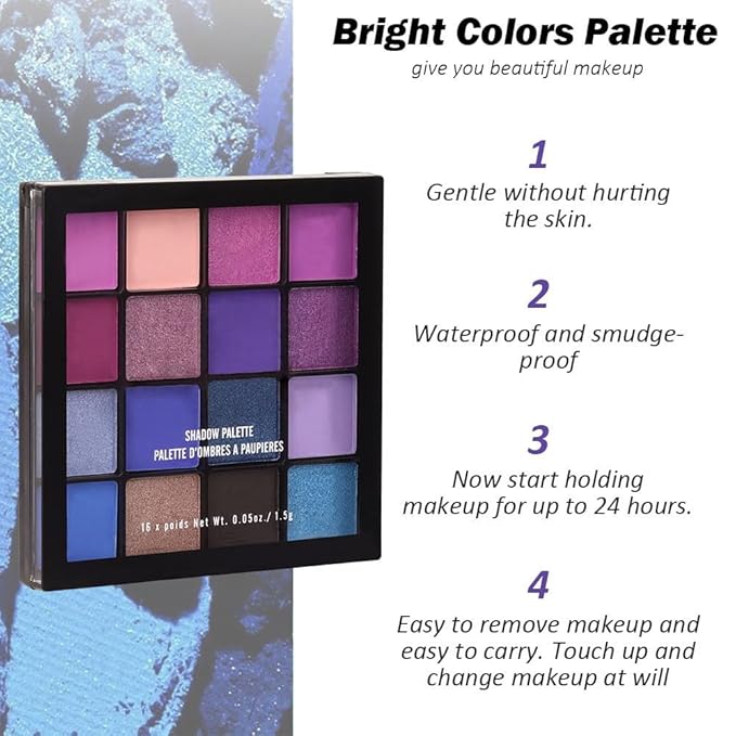 16 Colors Blue Pink Champange Matte Shimmer Eyeshadow