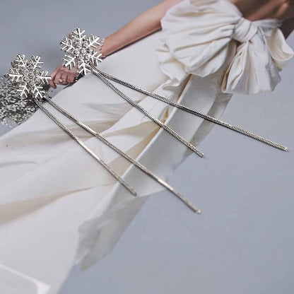 Vintage Crystal Snowflake Chain Earrings Cz