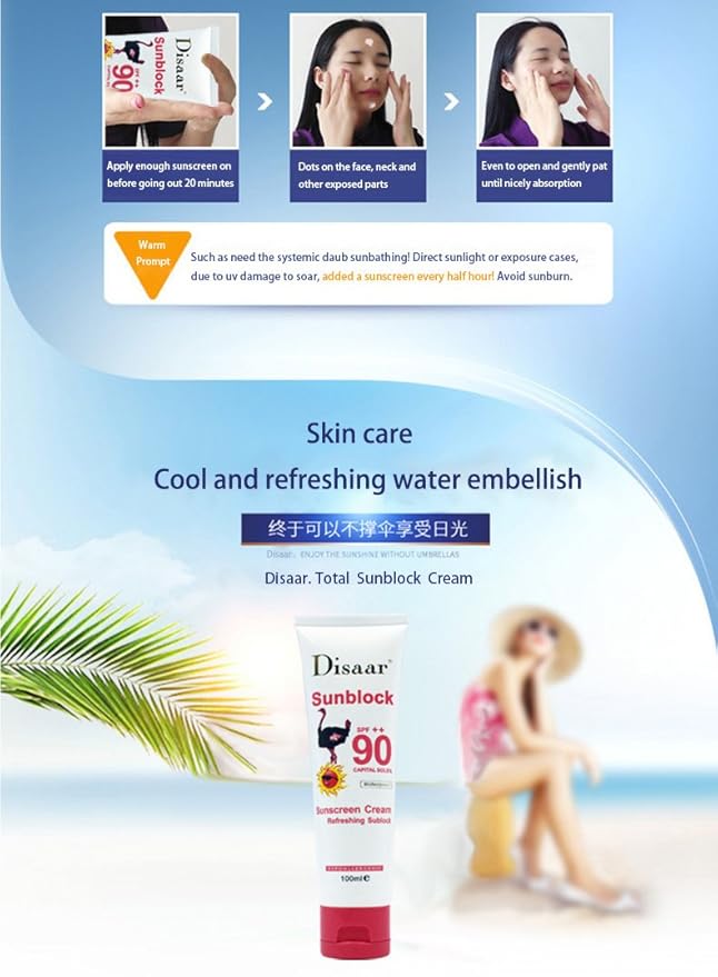 Sunscreen Cream Refreshing Sunblock SPF90++ Protection Waterproof 100ml