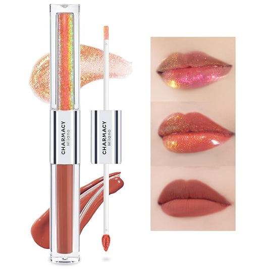 CHARMACY Multichrome Double Head Non-Stick Lip Gloss, Metallic Gloss,