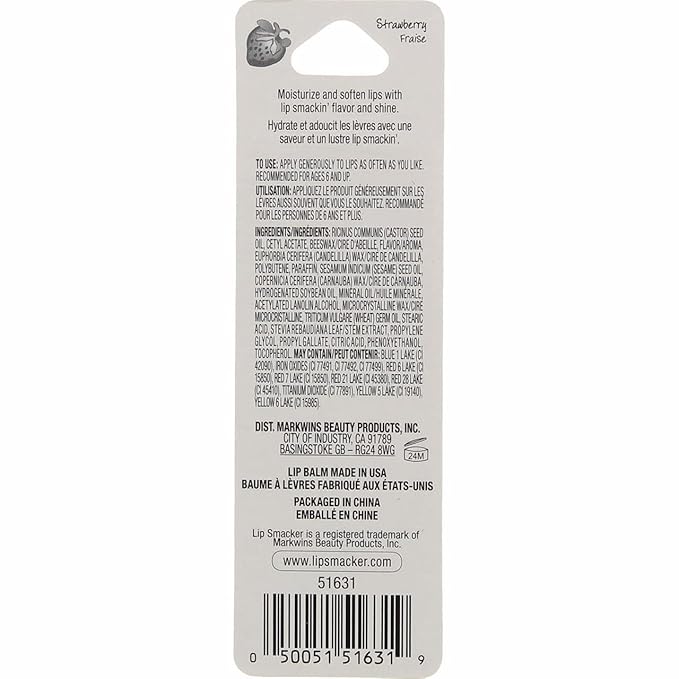Lip Smacker Strawberry Lip Balm, 0.14 oz (Pack oz