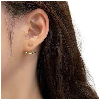 Boho Bar Ear Jacket Earrings Gold Stick Studs