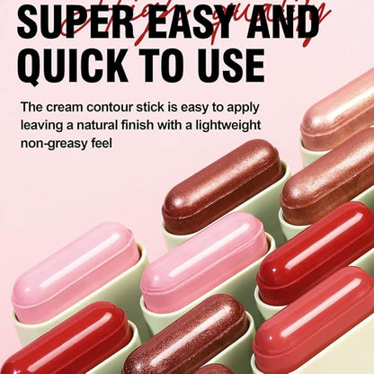 Soft Creamy Highlighter Blush Stick, Silky Smooth Shimmer