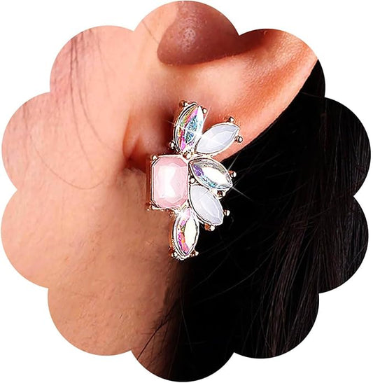 Vintage Rainbow Crystal Drop Earrings Colorful