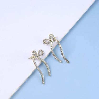 Vintage Crystal Bow Earrings Rhinestone Bow