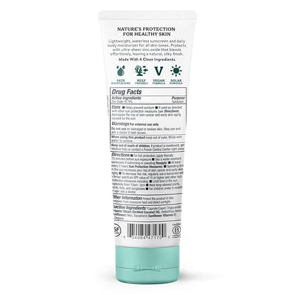Badger Mineral Daily Sunscreen with Zinc Oxide, Organic Sunscreen Moisturizer with SPF 30, Hydrating Everyday Sunscreen Lotion, Vegan, Gluten Free & Unscented Body Sunscreen, 4 fl oz