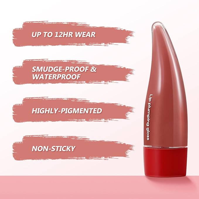 Plumping Lip Gloss,Lip Oil,Highly-Pigmented Lip Gloss,Non-Sticky Lip Stain,Long-Lasting,Moisturing Plumping