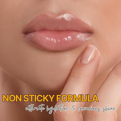 Hydrating Lip Oil Glow - Dry, Chapped Lips - Non-Sticky Fruit Flavor | Aloe