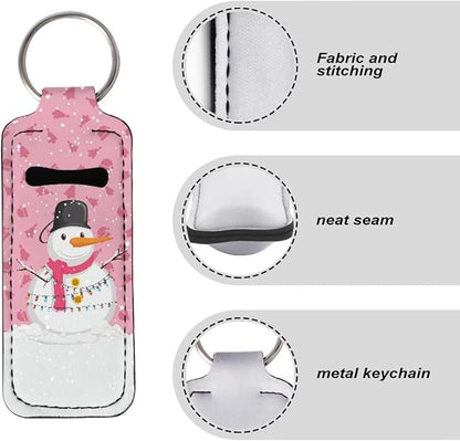 Women Girls Chapstick Holder Keychain Pink, Keyring
